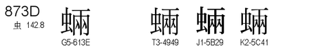 U+873D